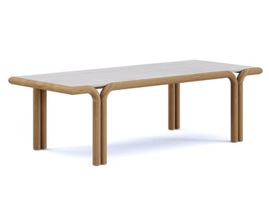 IMANE - Rectangular iroko garden table by Paolo Castelli