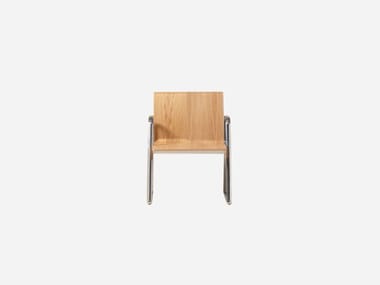 LIN WOOD - Sled base oak reception chair by Inclass
