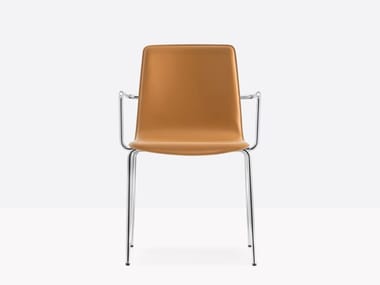 INGA 5664 - Tanned leather chair with armrests by Pedrali