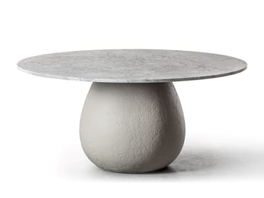 INOUT 836 - Round cement table with Carrara marble top by Gervasoni