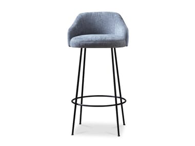 ISABELLE - High upholstered fabric stool with back by Saba Italia