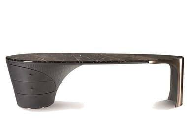 JET PLANE - Oval marble office desk with drawers with cable management by Visionnaire