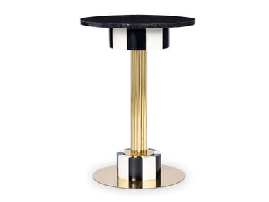 JULIA - Guatemala marble high table with brass and ceramic base by Royal Stranger