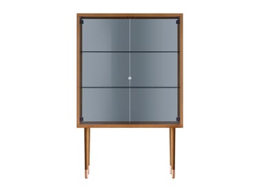 JUNO - Wood and glass display cabinet with integrated lighting by Miniforms
