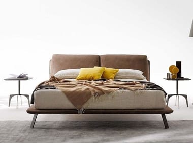 KANAHA - Upholstered leather double bed by Ditre Italia