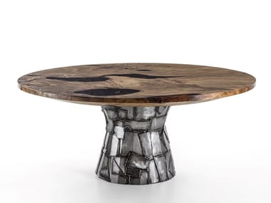 KAURI ART - Kauri wood and iron dining table by Riva 1920