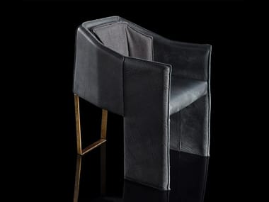 KETCH - Upholstered leather chair with armrests by Henge