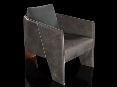 KETCH - Leather armchair with armrests by Henge