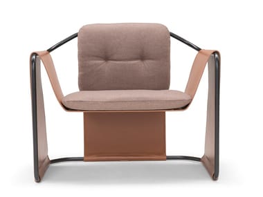 KIMONO - Leather and fabric armchair with armrests by Amura