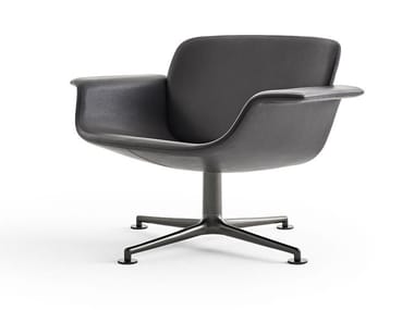 KN01 - Swivel leather easy chair with armrests by Knoll