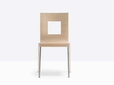 KUADRA 1301 - Stackable chair with armrests by Pedrali