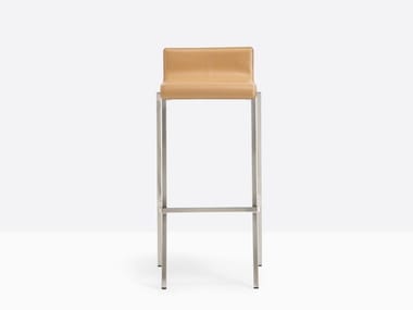 KUADRA 1326/F - Tanned leather stool by Pedrali