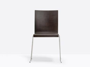 KUADRA 1328 - Sled base multi-layer wood chair by Pedrali