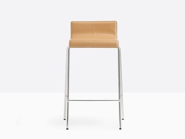 KUADRA 1332/F - Tanned leather stool by Pedrali