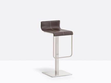 KUADRA 4429/F - Swivel tanned leather stool by Pedrali