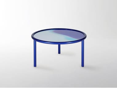 L.A. SUNSET - Low round crystal coffee table by Glas Italia