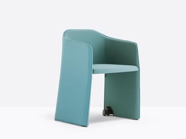 LAJA WINGS 889 G - Upholstered chair with castors by Pedrali