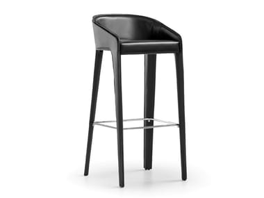 LAMINA TOO - High tanned leather stool with footrest by Bonaldo