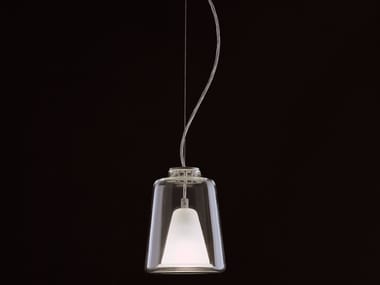 LANTERNA - 477 - Glass and aluminium pendant lamp by Oluce