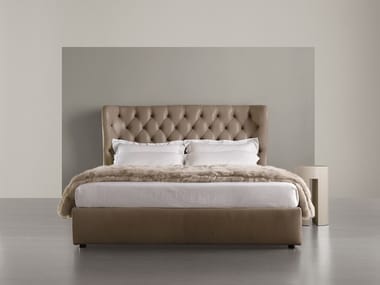 LAUREN - Leather double bed with tufted headboard by Meridiani