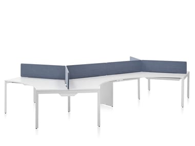 LAYOUT STUDIO - Height-adjustable office desk with sound absorbing screens by Herman Miller