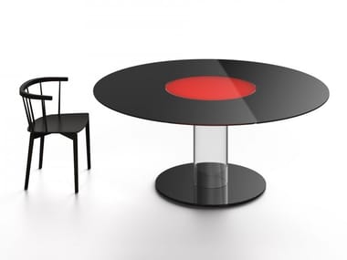 LAZY HUB - Round crystal table with Lazy Susan by Glas Italia