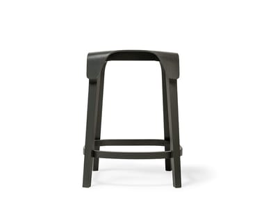 LEAF - Low solid wood stool with footrest by TON