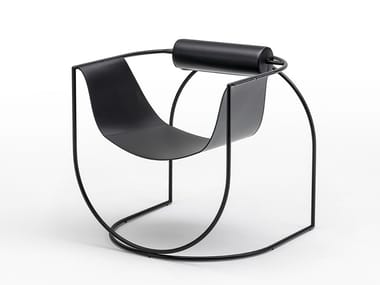 LEMNI - Tanned leather armchair with armrests by Living Divani