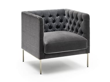 LIPP RATTAN - Tufted fabric armchair with armrests by Living Divani