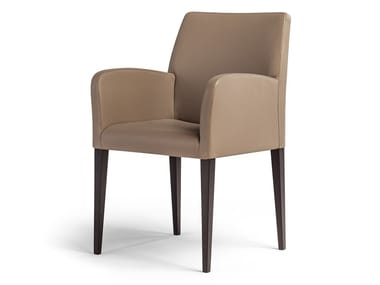 LIZ - Leather chair with armrests by Poltrona Frau