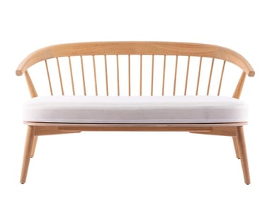 NEWOOD RELAX LIDO - 2 seater iroko and fabric garden sofa by Cappellini