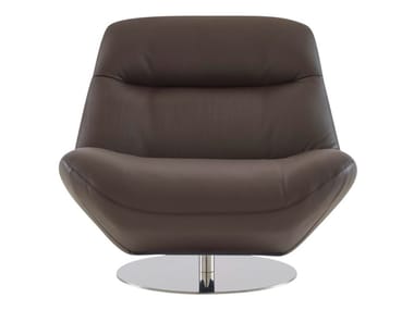 MANAROLA - Swivel leather armchair by Ligne Roset