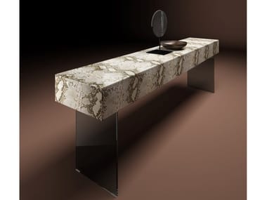 MATERIA 1475 - Rectangular leather console table by Lago