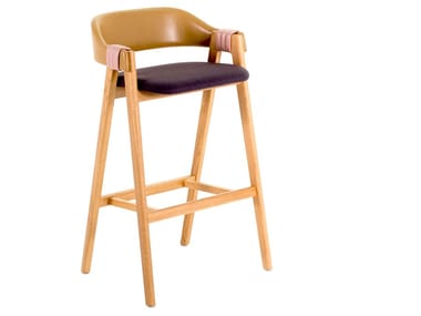 MATHILDA - Wooden stool with back by Moroso