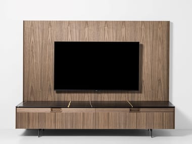 MATICS - Modular walnut TV cabinet with flap doors by Porada