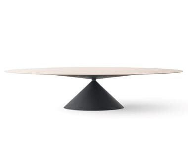 MAXI CLAY - Oval polyurethane table with MDF top covered by Desalto