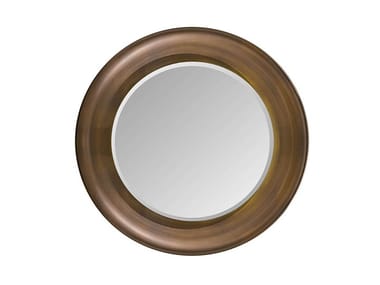 MELTING LIGHT - Round framed wooden mirror by Turri