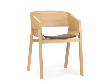 MERANO 323 400 - Wooden chair with integrated cushion by TON