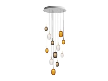 METAMORPHOSIS 12 - LED handmade blown glass pendant lamp by bomma