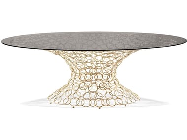 MONDRIAN ART FORM - Oval glass table by Cantori