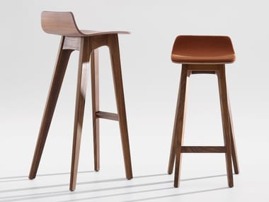 MORPH BAR - High Wooden seat veneered stool by Zeitraum