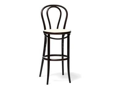 N¡Æ 18 - Contemporary style high wooden stool with back with footrest by TON