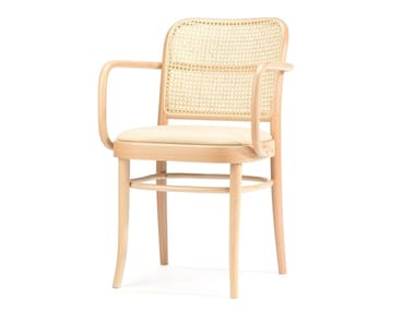 811 - Vienna straw and wooden chair with armrests by TON