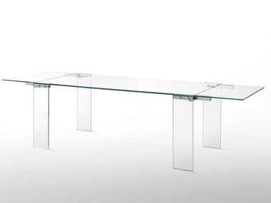 NAKED - Extending rectangular crystal table by Glas Italia