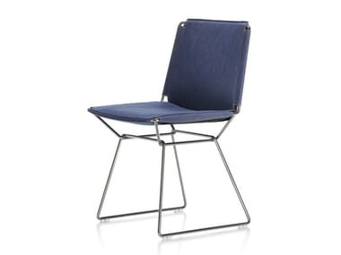 NEIL DENIM - Sled base denim fabric chair by MDF Italia