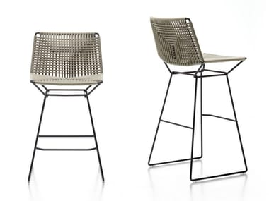 NEIL TWIST - Sled base rope stool with footrest by MDF Italia