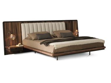 NELSON L - Walnut double bed with integrated nightstands by Bonaldo