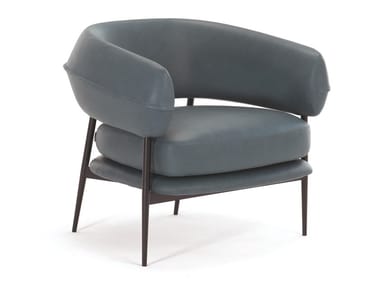 NENA LOUNGE - Leather armchair with removable cover with armrests by Zanotta