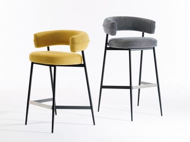 NENA - Upholstered fabric stool with back by Zanotta