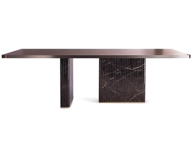 NETTUNO - Rectangular table in wood and marble by Paolo Castelli